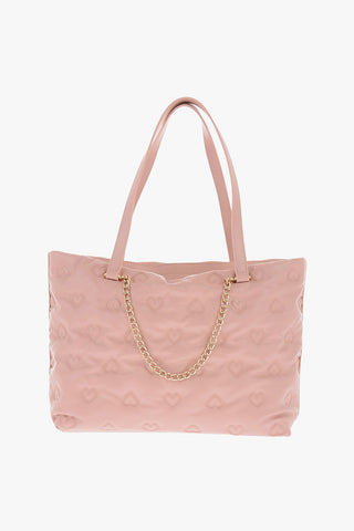 LOVE hearts embossed faux leather shoulder bag
