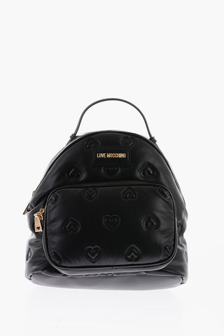 LOVE hearts embossed faux leather backpack