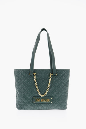 LOVE Borsa Tote in Ecopelle Trapuntata con Dettagli Dorati