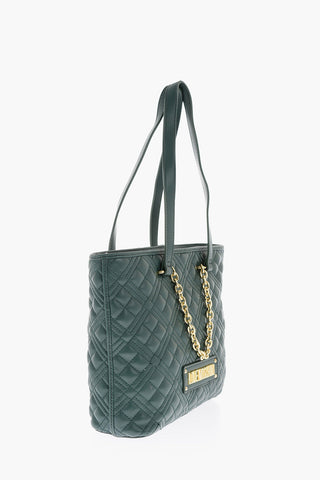 LOVE Quilted Faux Leather Tote Bag with Gold Details