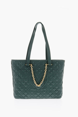 LOVE Borsa Tote in Ecopelle Trapuntata con Dettagli Dorati