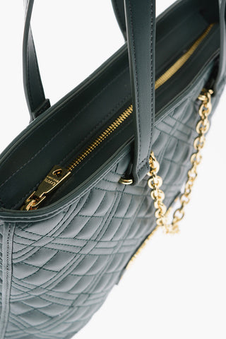 LOVE Quilted Faux Leather Tote Bag with Gold Details
