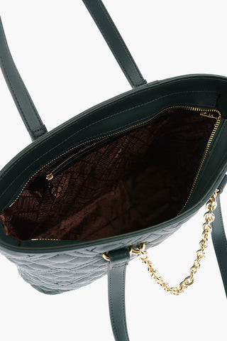LOVE Quilted Faux Leather Tote Bag with Gold Details
