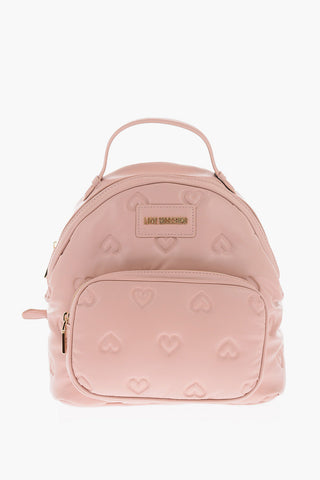 LOVE hearts embossed faux leather backpack