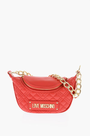 LOVE Quilted Faux Leather Shoulder Bag with Chain Handle