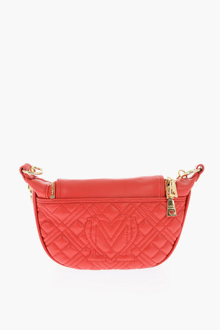 LOVE Quilted Faux Leather Shoulder Bag with Chain Handle