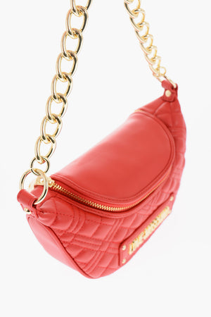 LOVE Quilted Faux Leather Shoulder Bag with Chain Handle
