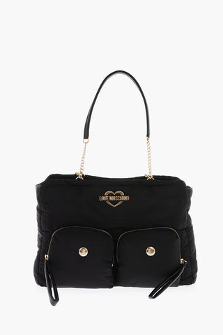 LOVE Borsa con Doppio Manico e Logo in Rilievo