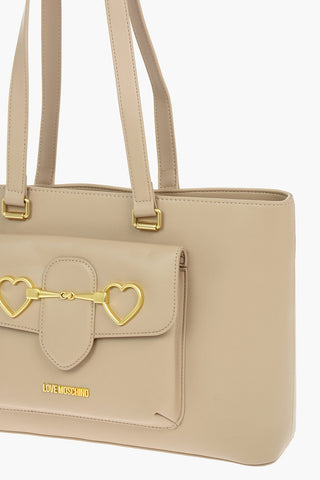 LOVE Tasche aus veganem Leder mit großer Fronttasche und Herzverschluss