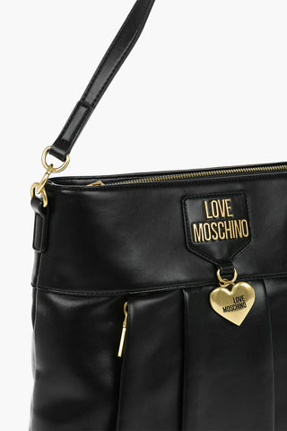 LOVE Faux Leather Shoulder Bag with Shape Heart and Removable Foulard