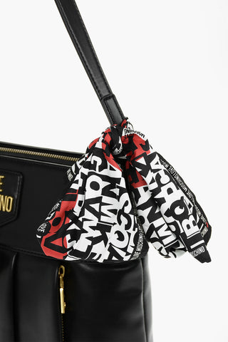 LOVE Faux Leather Shoulder Bag with Shape Heart and Removable Foulard