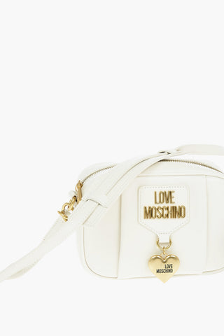 LOVE Faux Leather Crossbody Bag with Heart-shaped Charm and Foulard