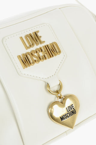LOVE Faux Leather Crossbody Bag with Heart-shaped Charm and Foulard