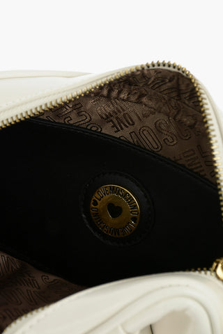 LOVE Faux Leather Crossbody Bag with Heart-shaped Charm and Foulard