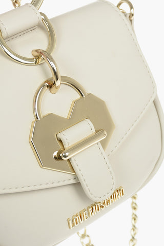 LOVE Faux Leather Golden Handle Bracelet Bag with Removable Shoulder Strap