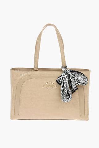 LOVE Borsa Tote in Ecopelle Effetto Coccodrillo con Foulard Stampato Removibile