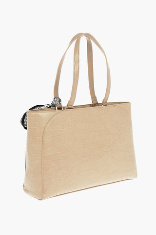 LOVE Borsa Tote in Ecopelle Effetto Coccodrillo con Foulard Stampato Removibile