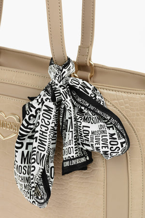 LOVE Borsa Tote in Ecopelle Effetto Coccodrillo con Foulard Stampato Removibile