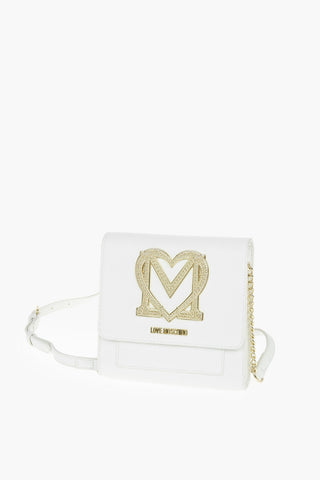 LOVE Golden Detail Textured Faux Leather Crossbody Bag
