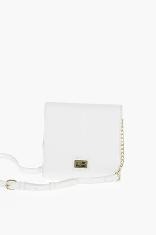 LOVE Golden Detail Textured Faux Leather Crossbody Bag