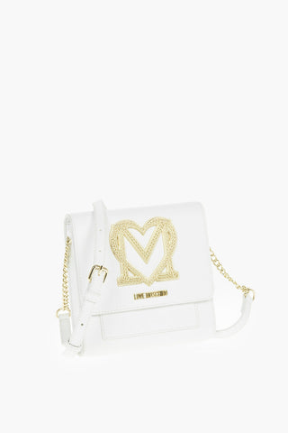 LOVE Golden Detail Textured Faux Leather Crossbody Bag
