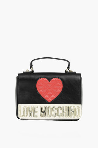 LOVE Faux Leather Shoulder Bag with Quilted Heart