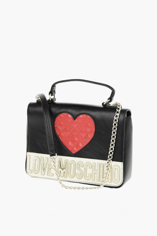 LOVE Faux Leather Shoulder Bag with Quilted Heart