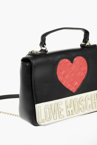LOVE Faux Leather Shoulder Bag with Quilted Heart