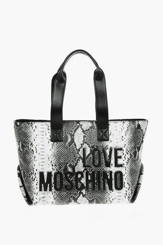 LOVE Snake-Effect Eco-Leather Tote Bag