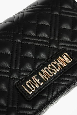 LOVE Quilted Faux Leather Bag with Chain Shoulder Strap
