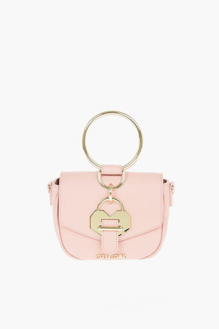 LOVE Faux Leather Golden Handle Bracelet Bag with Removable Shoulder Strap