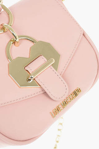 LOVE Faux Leather Golden Handle Bracelet Bag with Removable Shoulder Strap
