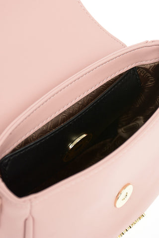 LOVE Faux Leather Golden Handle Bracelet Bag with Removable Shoulder Strap