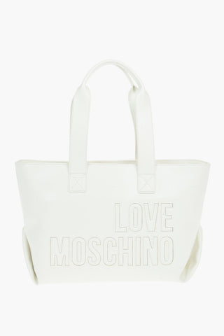 LOVE Maxi Borsa Tote in Pelle Vegan con Logo Intarsio Frontale