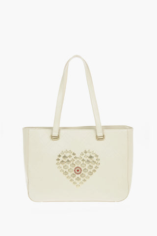 LOVE Borsa Tote in Ecopelle Trapuntata con Applicazioni Dorate