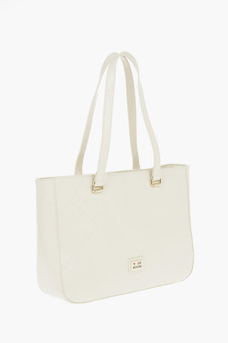 LOVE Borsa Tote in Ecopelle Trapuntata con Applicazioni Dorate