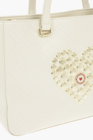 LOVE Borsa Tote in Ecopelle Trapuntata con Applicazioni Dorate