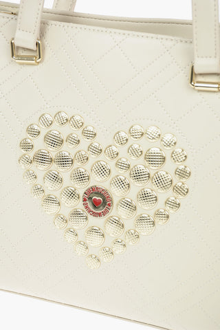 LOVE Borsa Tote in Ecopelle Trapuntata con Applicazioni Dorate