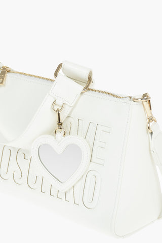 LOVE Embossed Logo Faux Leather Crossbody Bag with Removable Mirror