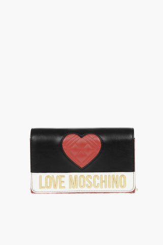 LOVE Faux Leather Shoulder Bag with Quilted Heart