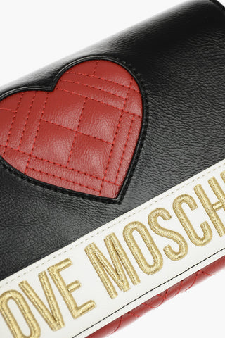 LOVE Faux Leather Shoulder Bag with Quilted Heart
