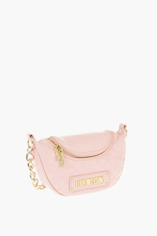 LOVE Quilted Faux Leather Shoulder Bag with Golden Chain