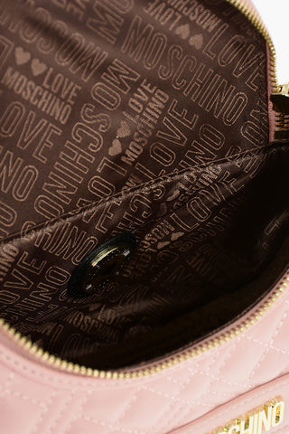LOVE Quilted Faux Leather Shoulder Bag with Golden Chain