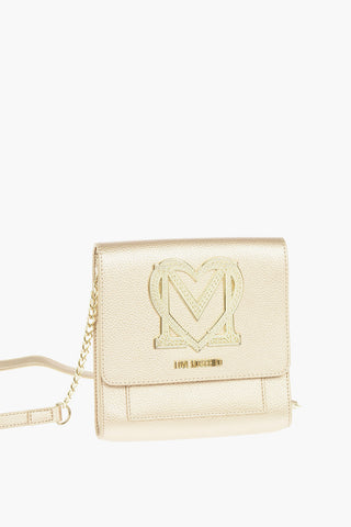  LOVE Golden Detail Textured Faux Leather Crossbody Bag 