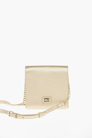  LOVE Golden Detail Textured Faux Leather Crossbody Bag 