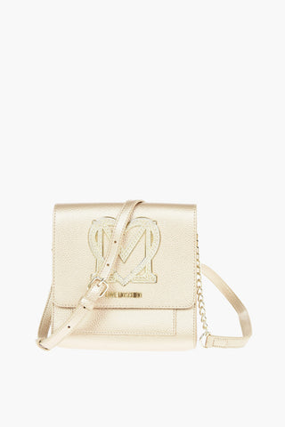  LOVE Golden Detail Textured Faux Leather Crossbody Bag 