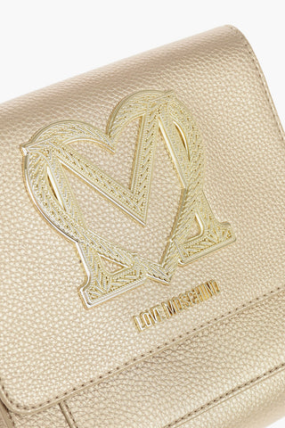  LOVE Golden Detail Textured Faux Leather Crossbody Bag 