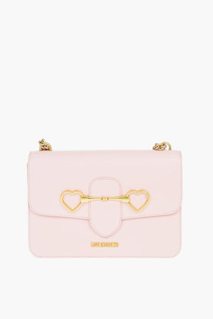 LOVE Faux Leather Shoulder Bag with Gold Clamp
