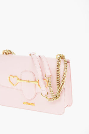 LOVE Faux Leather Shoulder Bag with Gold Clamp