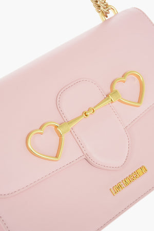 LOVE Faux Leather Shoulder Bag with Gold Clamp
